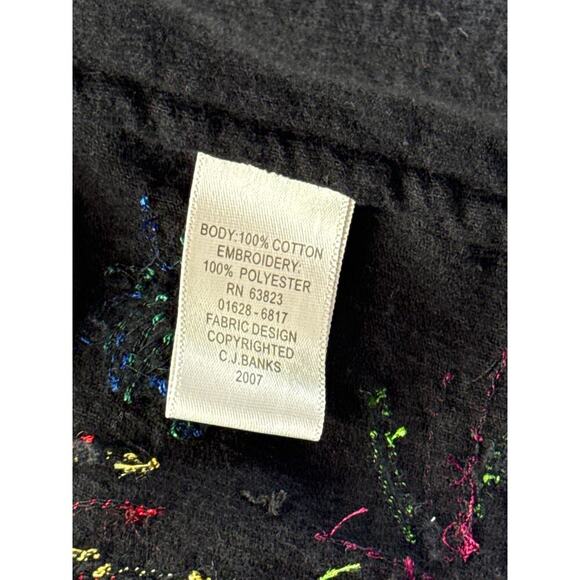 Women’s CJ Banks Black Ribbed Velvet Firework Patterned Button up Sz XL - Picture 3 of 4
